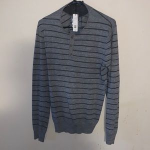 Michael stars xcbl28. S. Striped Henley. H.grey/charcoal